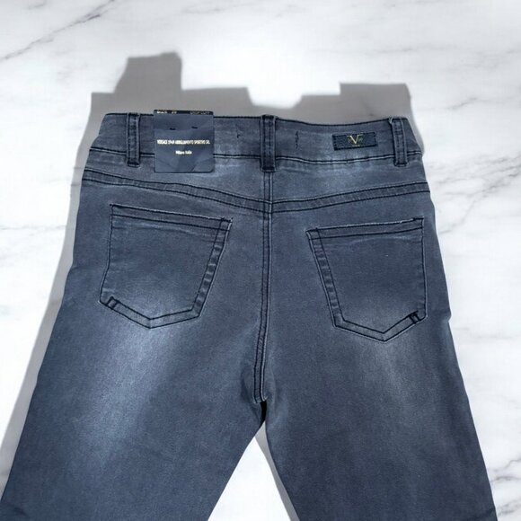 Versace 19V69 Italia Grey Jeans Stretch Skinny Cuffed Crop For Woman Size 29 - Picture 6 of 8